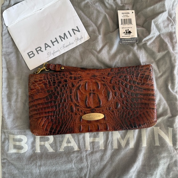 Brahmin Handbags - Brahmin Tan Crocodile Embossed Wristlet